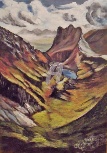 Pintura intitulada "Snowdonia Wales" por Valérie Barrett, Obras de arte originais, Acrílico Montado em Armação em madeira