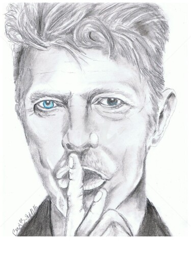 Dessin intitulée "David Bowie" par Valérie Barrett, Œuvre d'art originale, Crayon Monté sur Carton