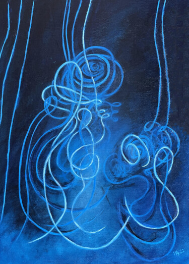 Pintura titulada "Conversation abyssa…" por Valerie Besancon, Obra de arte original, Oleo Montado en Bastidor de camilla de…