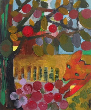 Pintura titulada "Les pommes rouges" por Valérie Blum (Valery), Obra de arte original, Acrílico Montado en Bastidor de camil…