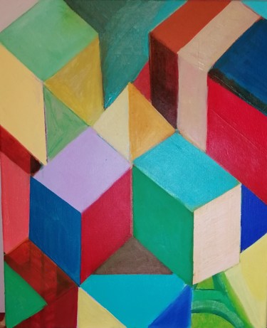Peinture intitulée "La Pyramide" par Valérie Blum (Valery), Œuvre d'art originale, Acrylique