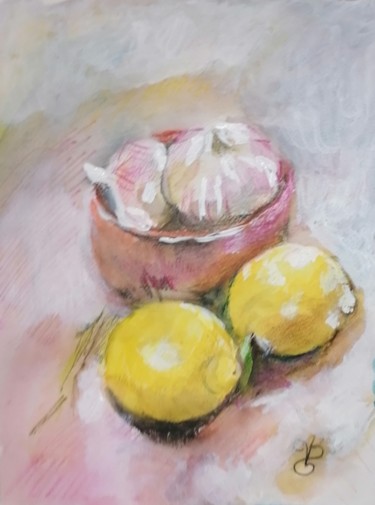 Tekening getiteld "Ails et citrons. Le…" door Valérie Blum (Valery), Origineel Kunstwerk, Potlood