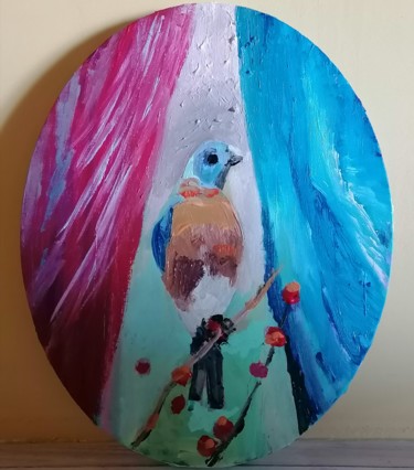 Painting titled "Oiseau rare" by Valérie Blum (Valery), Original Artwork, Acrylic Mounted on Wood Stretcher frame