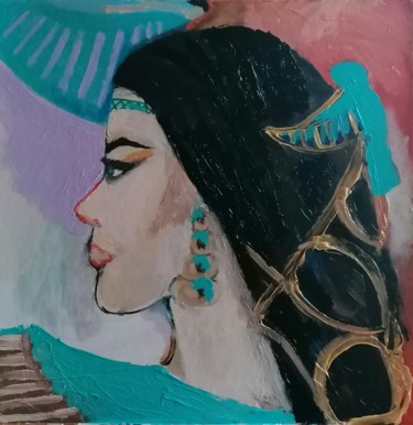 Malerei mit dem Titel "Nefertiti #artistsu…" von Valérie Blum (Valery), Original-Kunstwerk, Acryl