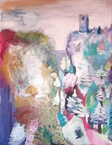 제목이 "Les deux montagnes"인 미술작품 Valérie Blum (Valery)로, 원작, 아크릴 나무 들것 프레임에 장착됨