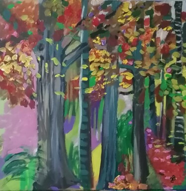 Malerei mit dem Titel "Forest's breath" von Valérie Blum (Valery), Original-Kunstwerk, Acryl