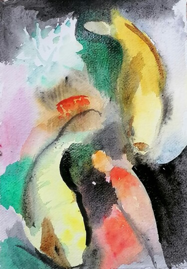 Painting titled "Poissons" by Valérie Blum (Valery), Original Artwork, Watercolor