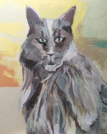 Painting titled "Main Coon" by Valérie Blum (Valery), Original Artwork, Acrylic