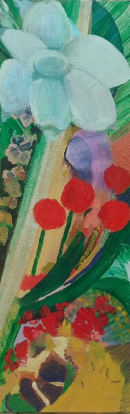 Malerei mit dem Titel "Composition florale" von Valérie Blum (Valery), Original-Kunstwerk, Acryl Auf Keilrahmen aus Holz mon…