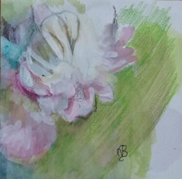 Painting titled "Pivoine blanche" by Valérie Blum (Valery), Original Artwork, Watercolor