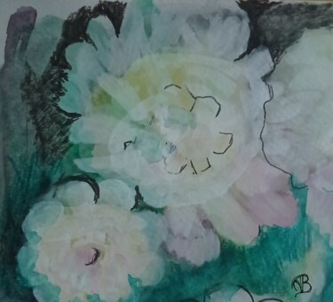 Malerei mit dem Titel "La pivoine" von Valérie Blum (Valery), Original-Kunstwerk, Aquarell