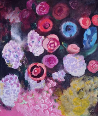 Картина под названием "Wind on flowers" - Valérie Blum (Valery), Подлинное произведение искусства, Масло Установлен на Дерев…
