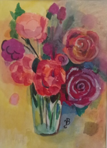 Desenho intitulada "Un bouquet" por Valérie Blum (Valery), Obras de arte originais, Aquarela