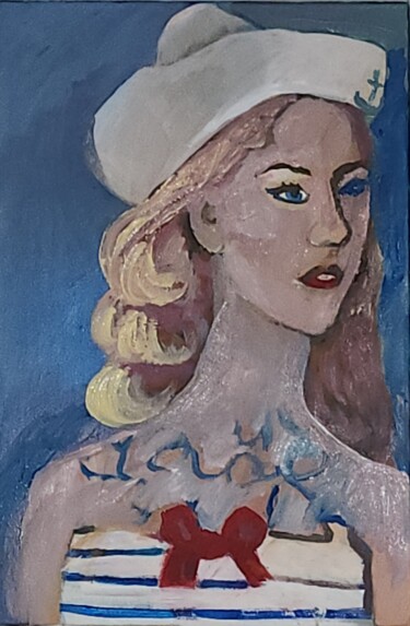 Painting titled "La marine 2" by Valérie Blum (Valery), Original Artwork, Acrylic Mounted on Wood Stretcher frame