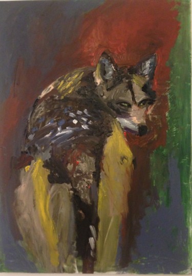 Peinture intitulée "Le loup entrant dan…" par Valérie Blum (Valery), Œuvre d'art originale, Acrylique