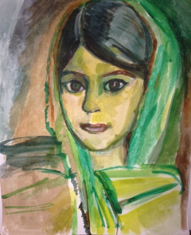Desenho intitulada "La petite indienne" por Valérie Blum (Valery), Obras de arte originais, Outro