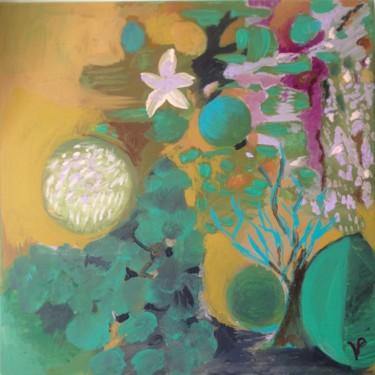 Malerei mit dem Titel "L'orange bleue" von Valérie Blum (Valery), Original-Kunstwerk, Acryl