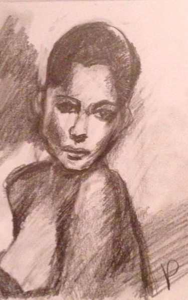 Drawing titled "Donna" by Valérie Blum (Valery), Original Artwork, Pencil