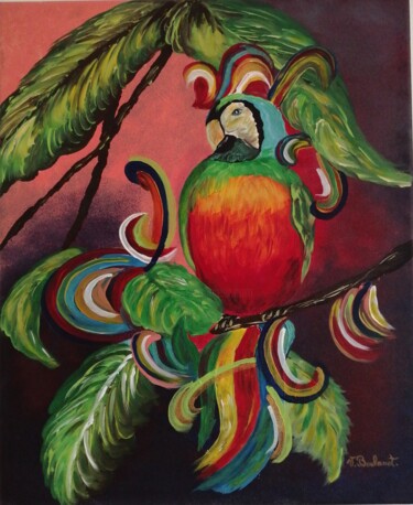 Painting titled "L oiseau" by Valérie Boularot, Original Artwork, Acrylic