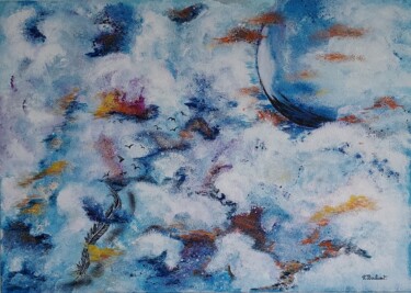 Painting titled "nuages" by Valérie Boularot, Original Artwork, Acrylic Mounted on Wood Stretcher frame