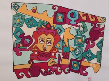 Dibujo titulada "The red queen" por Valérie Caroline Genty, Obra de arte original, Tinta