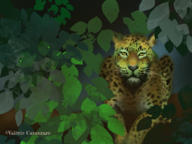 「Wild Panther」というタイトルのデジタルアーツ Valérie Catanzaroによって, オリジナルのアートワーク, デジタル絵画