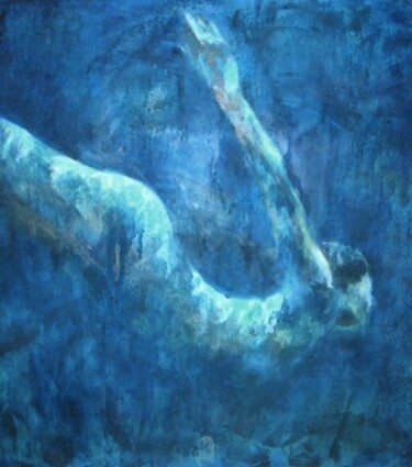 Peinture intitulée "deep blue" par Valerie Colaiocco, Œuvre d'art originale