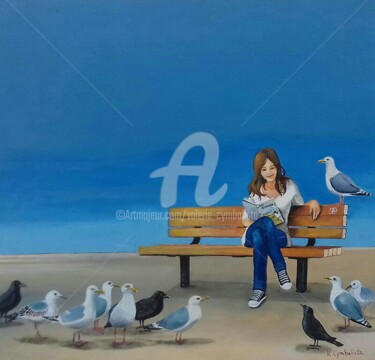 Peinture intitulée "Les oiseaux" par Valérie Cymbalista, Œuvre d'art originale, Huile