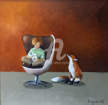 Painting titled "Le petit prince 2" by Valérie Cymbalista, Original Artwork, Oil