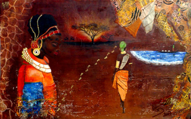 Pintura intitulada "HISTOIRE D'AFRIQUE" por Dulcibella Vgd, Obras de arte originais, Óleo