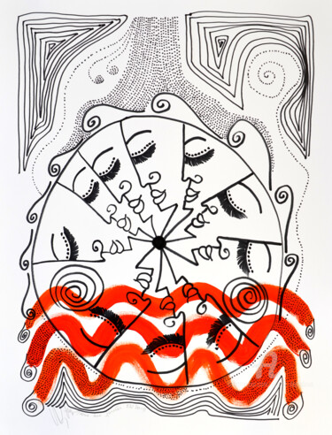 Peinture intitulée "La roue des pensées…" par Valérie Depadova, Œuvre d'art originale, Acrylique
