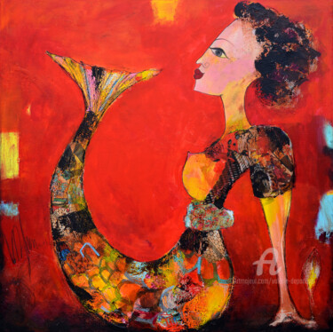 Malerei mit dem Titel "Sirène 03" von Valérie Depadova, Original-Kunstwerk, Acryl