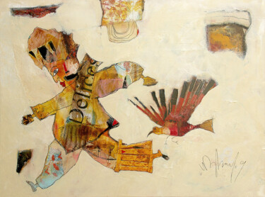 Peinture intitulée "L'homme et l'oiseau" par Valérie Depadova, Œuvre d'art originale, Acrylique