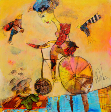 Pintura intitulada "A vélo" por Valérie Depadova, Obras de arte originais, Acrílico