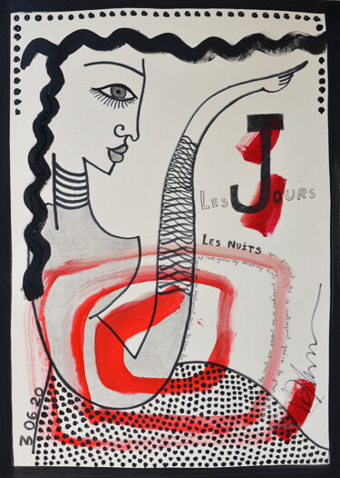 Drawing titled "Les jours, les nuit…" by Valérie Depadova, Original Artwork, Acrylic