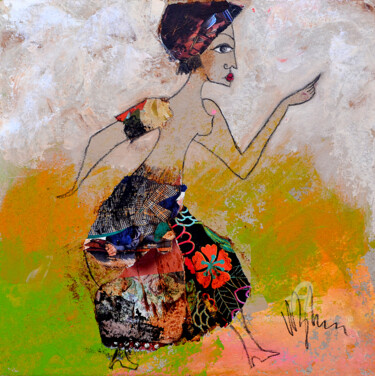 Ζωγραφική με τίτλο "Femme en automne" από Valérie Depadova, Αυθεντικά έργα τέχνης, Ακρυλικό