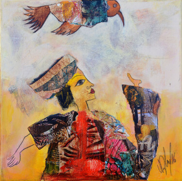 Painting titled "L'oiseau" by Valérie Depadova, Original Artwork, Acrylic