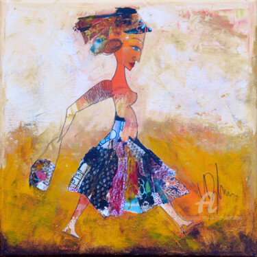 Peinture intitulée "Femme au panier" par Valérie Depadova, Œuvre d'art originale, Acrylique