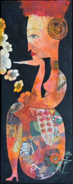 Pintura intitulada "Femme aux fleurs." por Valérie Depadova, Obras de arte originais, Acrílico