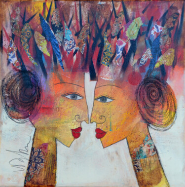 Картина под названием "Les yeux dans les y…" - Valérie Depadova, Подлинное произведение искусства, Акрил