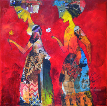 Malerei mit dem Titel "Deux fleurs" von Valérie Depadova, Original-Kunstwerk, Acryl