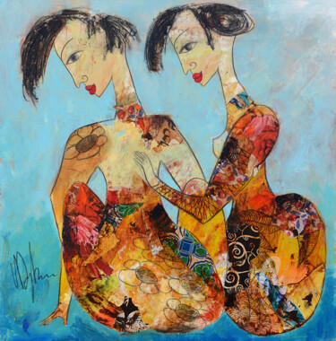 Malerei mit dem Titel "A deux." von Valérie Depadova, Original-Kunstwerk, Acryl