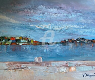 Painting titled "Rivage" by Valerie Dragacci, Original Artwork, Oil