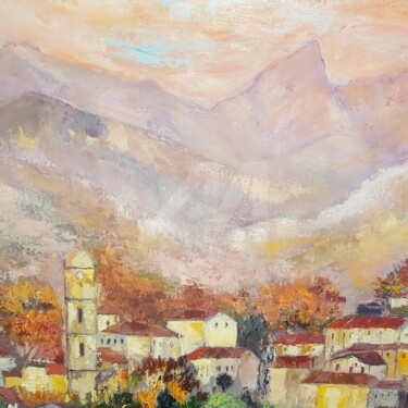 Peinture intitulée "Village corse" par Valerie Dragacci, Œuvre d'art originale, Huile