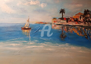 Painting titled "la baie du Scudo" by Valerie Dragacci, Original Artwork, Oil