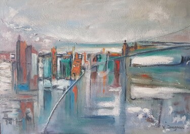 Painting titled "CITY" by Valerie Dragacci, Original Artwork, Oil