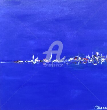 Painting titled "Calvi by night" by Valerie Dragacci, Original Artwork, Oil