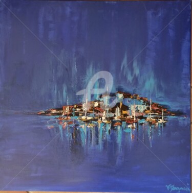 Malerei mit dem Titel "Crepuscule" von Valerie Dragacci, Original-Kunstwerk, Acryl Auf Keilrahmen aus Holz montiert