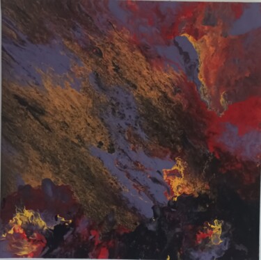 Painting titled "Eruption volcanique" by Valérie Duhamel, Original Artwork, Acrylic Mounted on Wood Stretcher frame