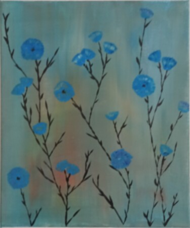 Malarstwo zatytułowany „Fleurs de lin” autorstwa Valérie Duhamel, Oryginalna praca, Akryl Zamontowany na Drewniana rama noszy